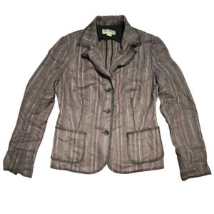 BILL BURNS Womens Striped Blazer Jacket Size 6 Rayon Wool‎ Blend